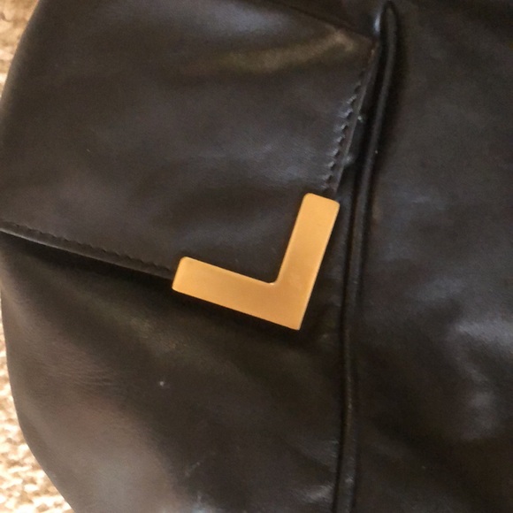 Michael Kors "Beverly" Large Black Leather Gold Hobo Satchel Tote Bag - Picture 5 of 12